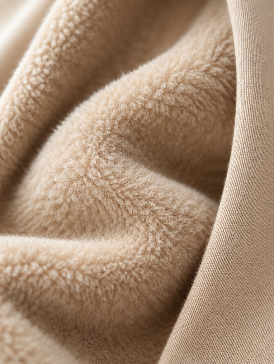 Macro de la doublure polaire du legging Calyne et de sa maille exterieure lisse